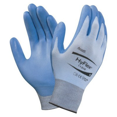 Ansell HyFlex Coated Gloves, 8, Blue/Gray, 12 Pair, #111709