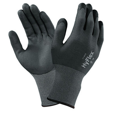 Ansell HyFlex Multi-Purpose Gloves, 10, Black, 12 Pair, #113040
