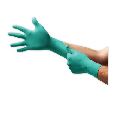 Ansell Touch N Tuff Nitrile Gloves, Powdered, 4 mil, 8.5 - 9, Green, 1/BX, #105112