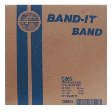 Band-It Stainless Steel Bands, 3/4 in x 100 ft, 0.03 in Stainless Steel 201, 1/RL, #C20699