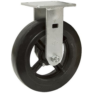 6" x 2" Rigid Plate Caster Rubber Tire On Cast Iron Wheel WC6660R-01-RCI