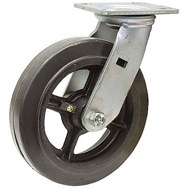 6" x 2"Swivel Plate Caster Rubber Tire On Cast Iron Wheel WC6660-01-RCI