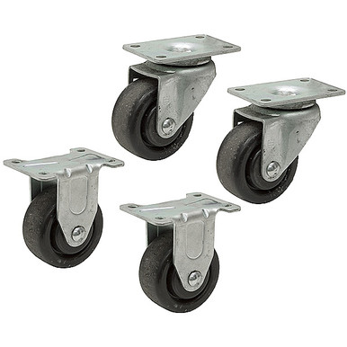 3" x 1-3/8" Plate Caster Set 2 Swivel 2 Rigid