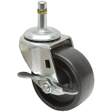 3x1-1/4 Grip Ring Swivel Stem Caster w/Brake Solid Polypropylene