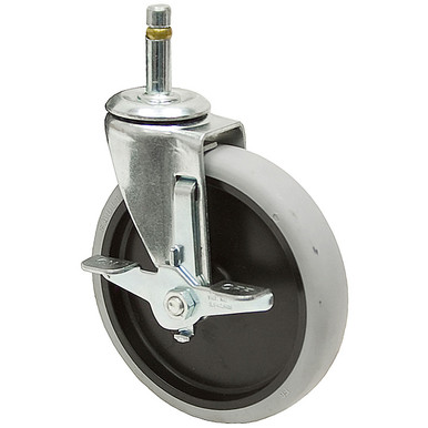 5x15/16 Grip Ring Swivel Stem Caster w/Brake Dyna Tred II Gray