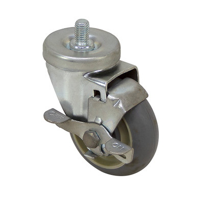 3-1/2" x 1-1/4" JARVIS Swivel Threaded Stem Caster with Brake 3-1/2-36-213GD BRK PA 1/2-13 X 3/4