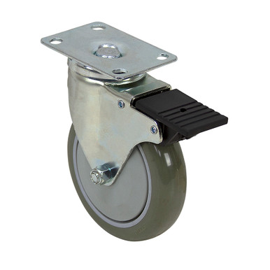 5" X 1-1/4" JARVIS Swivel Plate Caster with Brake and Swivel Lock 5-50-213GP-3SP-TTL TG SLOT BH