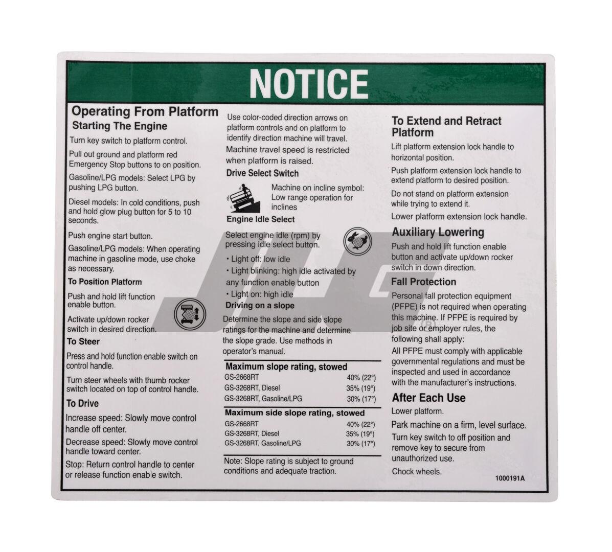 1000191 Notice, Inst, Platform GS68Rt | Genie