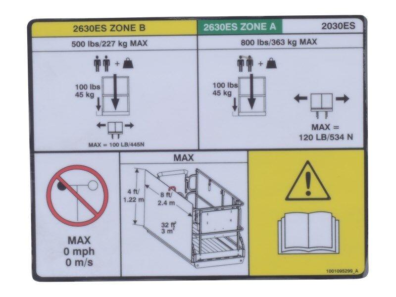 1001095299 Decal, Panel Carrier Capacity | JLG