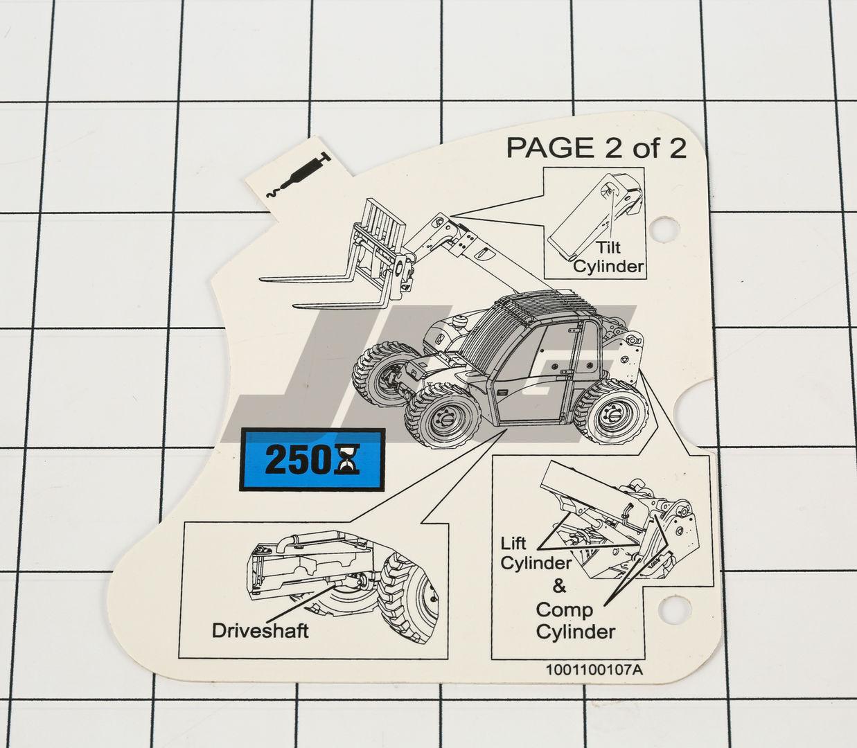 1001100107 Decal, Lube Chart | JLG