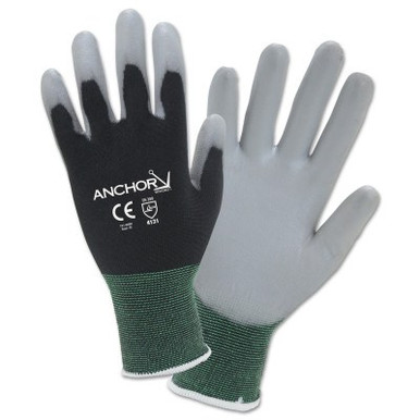 Anchor Products PU Palm Coated Gloves, X-Small, Black/Gray, 12 Pair, #6080XS