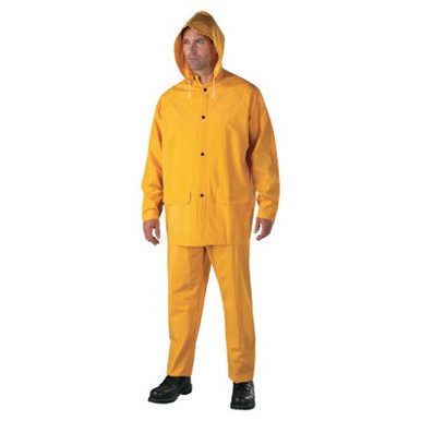 Anchor Products 3-Piece Rainsuit, Jacket/Hood/Overalls, 0.35 mm PVC/Poly, Yellow, 2X-Large, 1/EA, #4035XXL