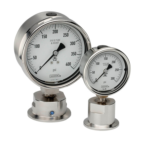 NOSHOK 10 Series 4 in. Dial HD Sanitary Pressure Dry Gauges, 2 in. Tri-Clamp Bottom Mount