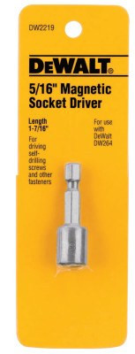 DeWalt Magnetic Nut Drivers, 5/16 in Dia. x 1 7/16 in, 5/BX, #DW2219