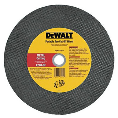 DeWalt High Speed Wheels, 14 in, 1 in Arbor, A24R, 5,500 rpm, Metal Cutting, 1/EA, #DW8020