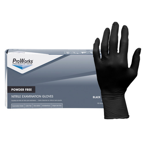 Adenna ProWorks Black Nitrile Powder-Free Gloves, Medium