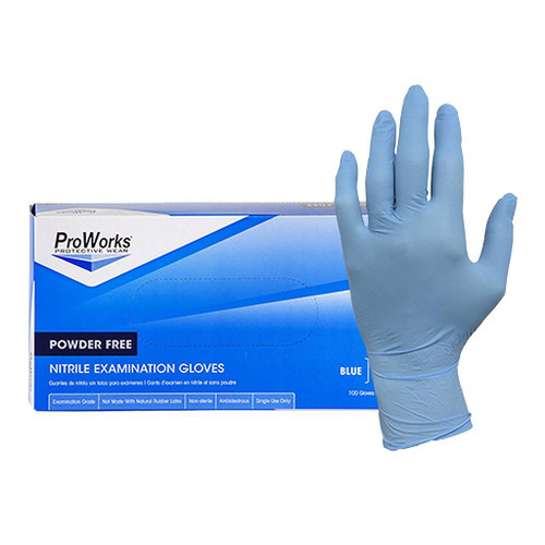 Adenna ProWorks Blue Nitrile Exam Gloves, Powder-Free, Large