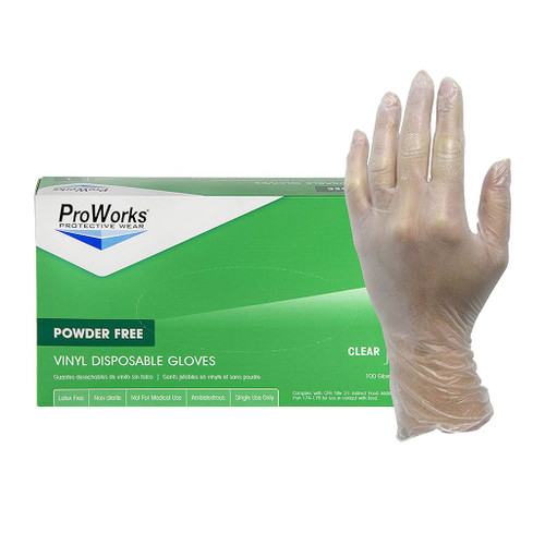 Adenna ProWorks Clear Vinyl Latex-free Powder-free Gloves, Large