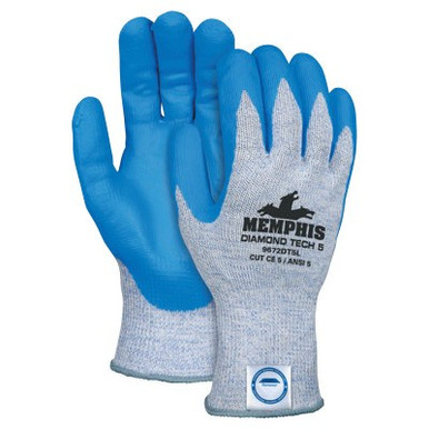 MCR Safety Diamond Tech 5 Gloves, Large, Blue/White, 1/PR, #9672DT5L