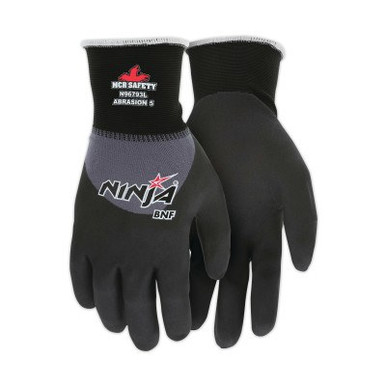 MCR Safety Ninja BNF Gloves, X-Large, Black/Gray, 10 1/2 in, Work, 12 Pair, #N96793XL