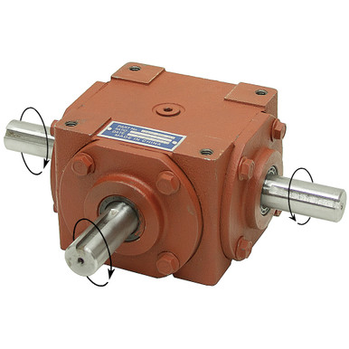 1:1 32 HP Right Angle Gearbox 3 Shafts All Keyed