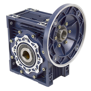 Aluminum Right Angle Worm Gear Reducer, 90 mm C.D., 25/1, 56C Input Flange, Hollow Bore Output Worldwide CALM90-25/1-56C