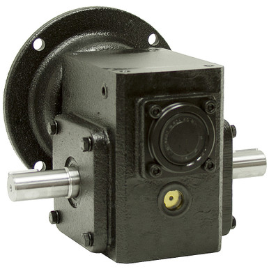 10:1 Right Angle Cast Iron Worm Gear Reducer 1.57 HP 56C Dual Output Worldwide HDRF-175-10-DE-56C