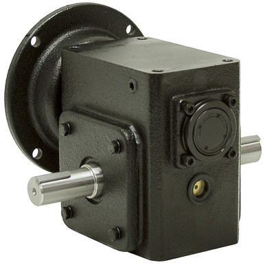 15:1 Right Angle Cast Iron Worm Gear Reducer 2.64 HP 56C Dual Output Worldwide HDRF-237-15-DE-56C