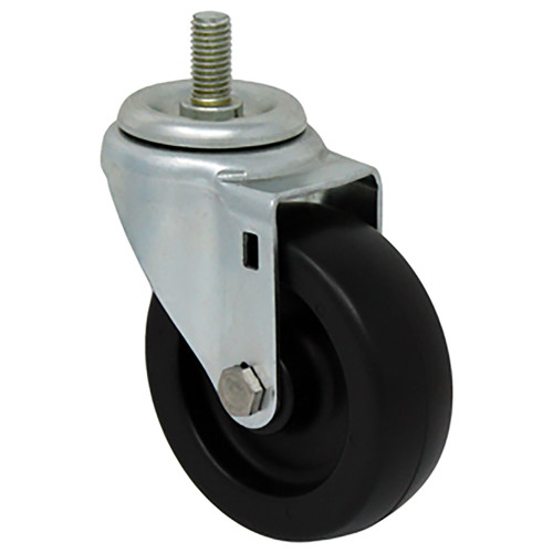 Durable Superior 4 in.x 1 1/4 in. Light-Medium Duty Swivel Caster, Black Plastic , Threaded Stem