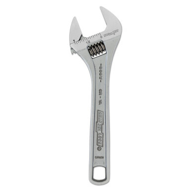 Channellock Adjustable Wrench, 6 in Long, 0.938 in Opening, Chrome, Bulk, 1/EA, #806WBULK