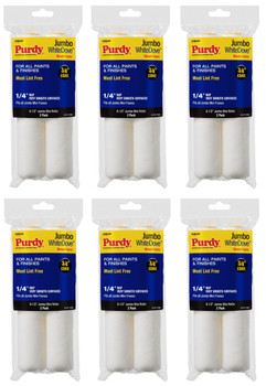 Genuine Purdy 6 Sets of White Dove Jumbo Mini 6-1/2" x 1/4" Nap 2 Pack Roller Covers 140626010-6PK