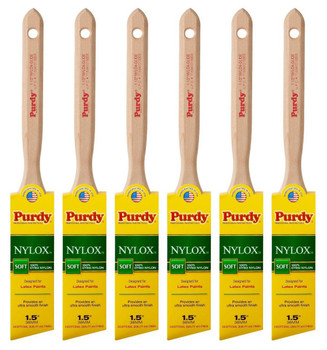 Genuine Purdy 6 Pack Nylox Glide Angular 1-1/2" Paint Brushes 144152215-6PK