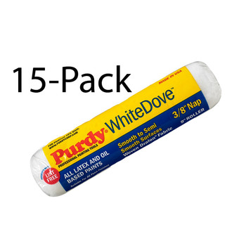 Genuine Purdy 15 Pack White Dove 9" x 3/8" Nap Roller Covers 144670092-15PK