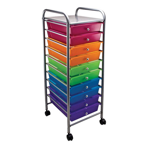 Advantus Storage Cart, 10-Drawer Multi-Colored