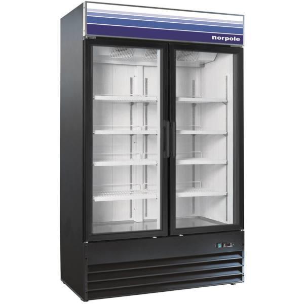 Norpole 29 Cu. Ft. 2 Door Mechandiser Refrigerator, Black