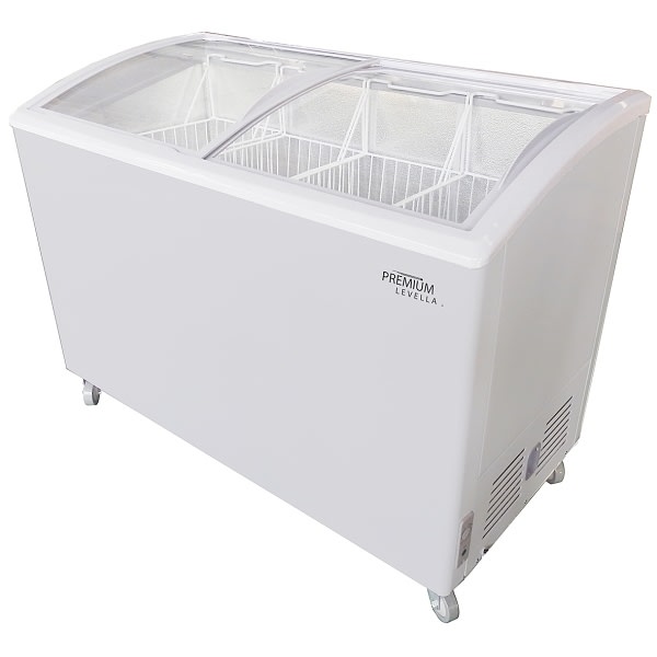 Premium Levella 9.5 Cu Ft Curved Glass Top Chest Freezer In White