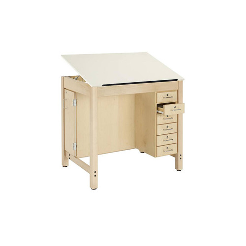 Diversified Spaces 1-Piece Adjustable Drawing Table w/Drawers & Board Storage
