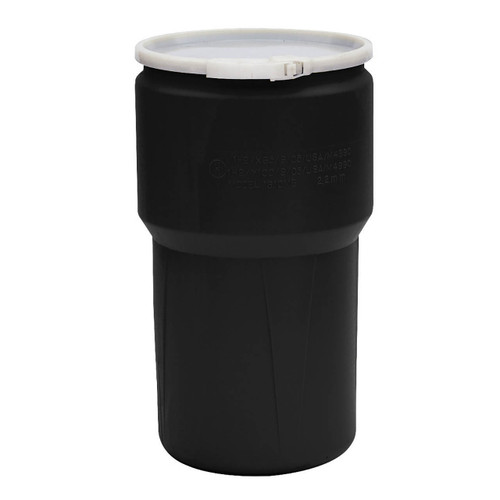 Justrite Eagle 1610BLK 14 Gal. Lab Pack Open Head Drum, Plastic Lever-Lock, Black