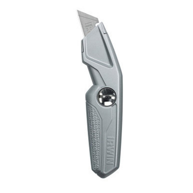 Irwin Drywall Fixed Utility Knives, 9 3/16", Carbon Steel Blade, Aluminum, Silver,#IR-1774103 (5/Pkg)
