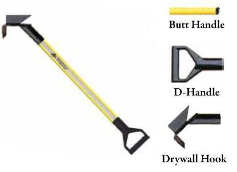 Leatherhead Tools 8 ft. Dog-Bone Drywall Hook w/Butt Handle - Yellow