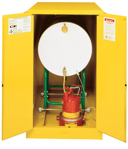 Justrite Yellow Horizontal Drum Storage Cabinets