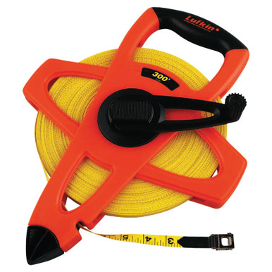 Lufkin Hi-Viz Orange Reel Fiberglass Tape, 1/2 in x 300 ft, SAE, Orange, 1/EA #FE300