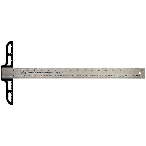 Alvin AST Series Stainless Steel Graduated T-Square, 18"