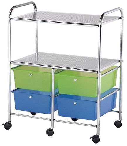 Costway Storage Cart, 4-Drawers with 2-Shelf Multi-Colored