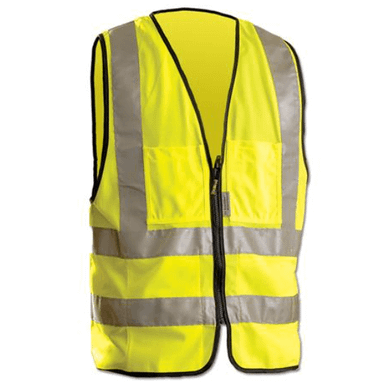 OccuNomix Class 2 Surveyor Style Solid Vests w/3M Scotchlite Reflective Tape, L, HiViz Yel, 50/CA, #LUXSSFSYL