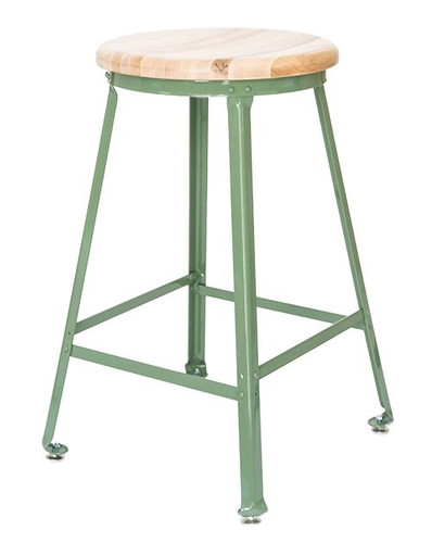 Montisa Learning Angle Steel Stool Wood Seat, 24"
