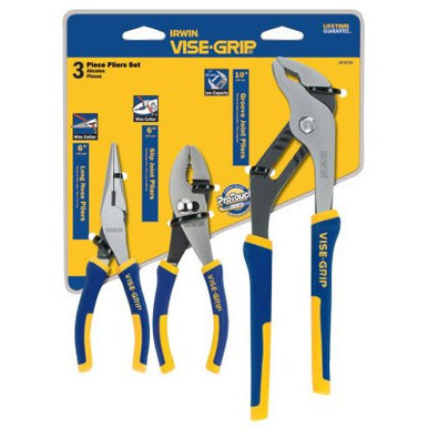Irwin 3 Pc. ProPlier Sets, 6" Slip Joint/ 6" Long Nose/1" Groove Joint, #IR-2078704 (4/Pkg)
