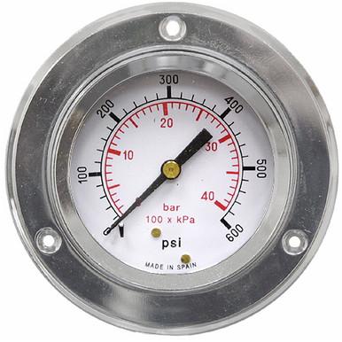 600 PSI 40 BAR Pressure 2.5" Dia. Dry Flange Mount 1/4" NPT Steel Gauge Dynamic CDS-1P-040E