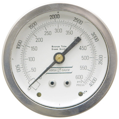 4000 KPA 600 PSI Pressure 2.5" Dia. Dry Panel Mount 1/4" NPT Steel Gauge Versa V2251FLI3/R
