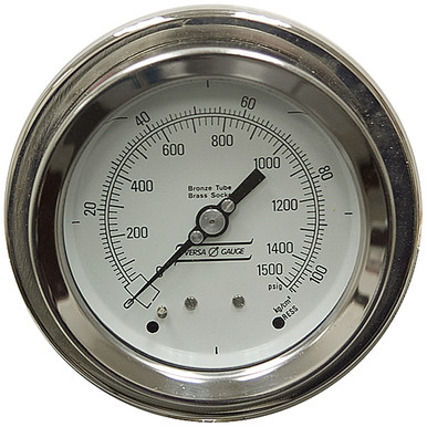 1500 PSI Pressure 4" Dia. Dry Panel Mount 1/2" NPT Steel Gauge Versa V4351FML1